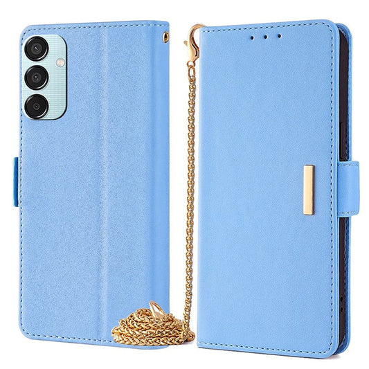 For Samsung Galaxy M15 5G Wallet Case Crossbody RFID Blocking PU Leather Phone Cover - Blue