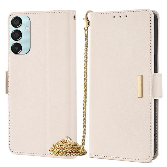 For Samsung Galaxy M15 5G Wallet Case Crossbody RFID Blocking PU Leather Phone Cover - White