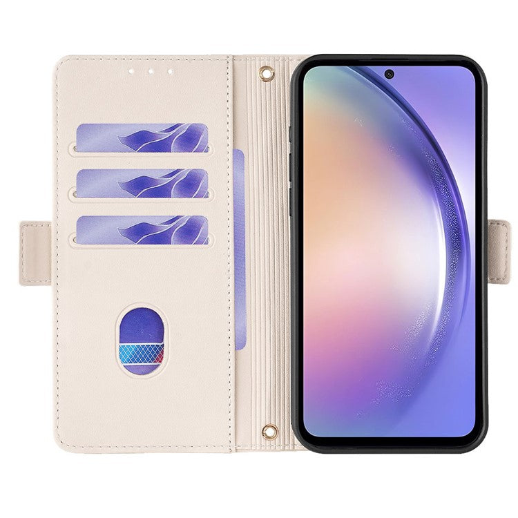 For Samsung Galaxy M15 5G Wallet Case Crossbody RFID Blocking PU Leather Phone Cover - White