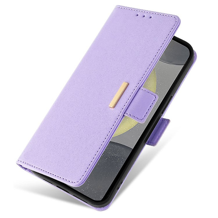 For Samsung Galaxy S24 Case RFID Blocking Leather Phone Cover with Hand Strap / Shoulder Strap - Purple