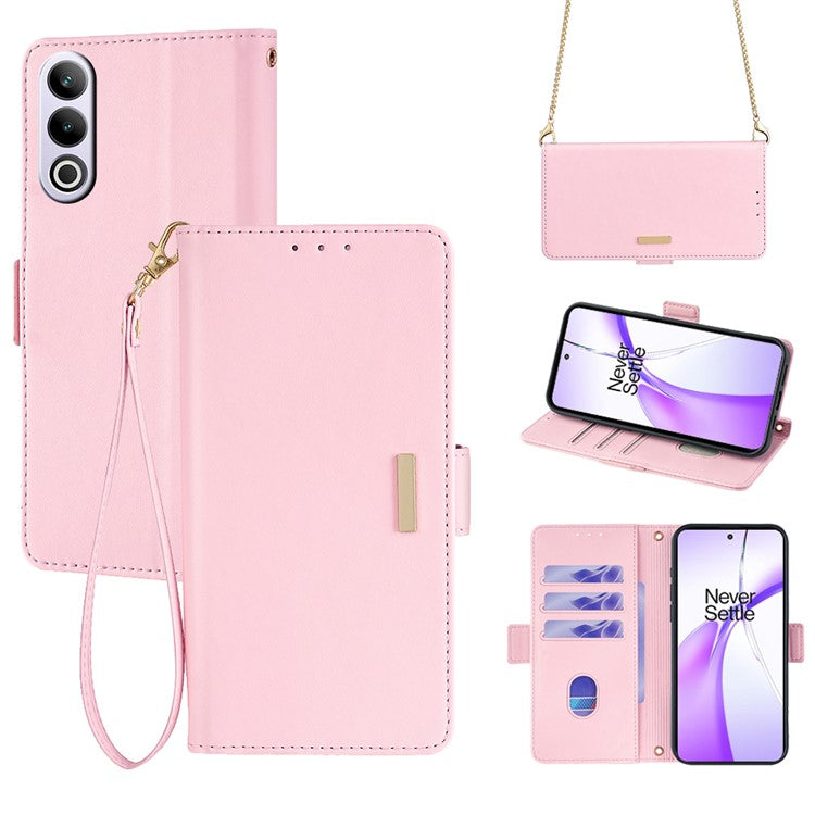 For OnePlus Ace 3V 5G Case PU Leather Folio Flip Phone Cover RFID Blocking - Pink