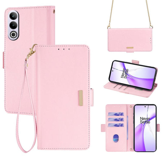For OnePlus Ace 3V 5G Case PU Leather Folio Flip Phone Cover RFID Blocking - Pink