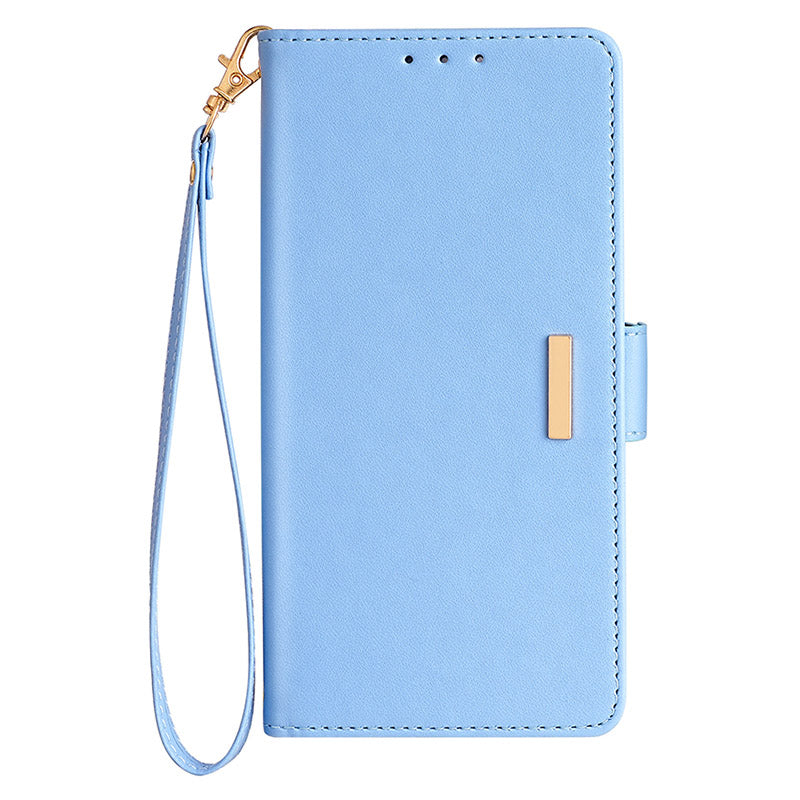For Samsung Galaxy M34 5G / F34 5G Wallet Case RFID Blocking Leather Phone Cover with 2 Straps - Blue
