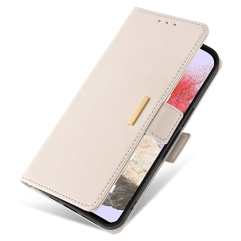 For Samsung Galaxy M34 5G / F34 5G Wallet Case RFID Blocking Leather Phone Cover with 2 Straps - White