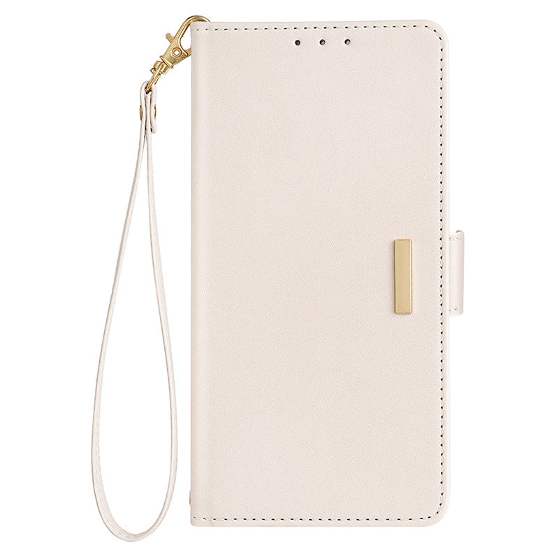 For Samsung Galaxy M34 5G / F34 5G Wallet Case RFID Blocking Leather Phone Cover with 2 Straps - White