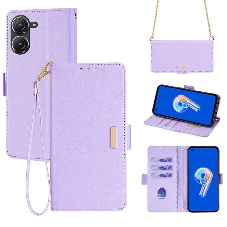 For Asus Zenfone 9 5G / Zenfone 9z Case Wallet PU Leather RFID Blocking Crossbody Cell Phone Cover - Purple