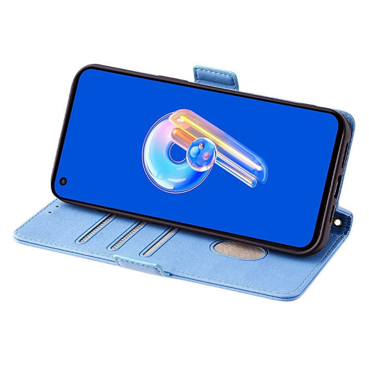 For Asus Zenfone 9 5G / Zenfone 9z Case Wallet PU Leather RFID Blocking Crossbody Cell Phone Cover - Blue