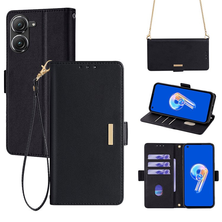 For Asus Zenfone 9 5G / Zenfone 9z Case Wallet PU Leather RFID Blocking Crossbody Cell Phone Cover - Black