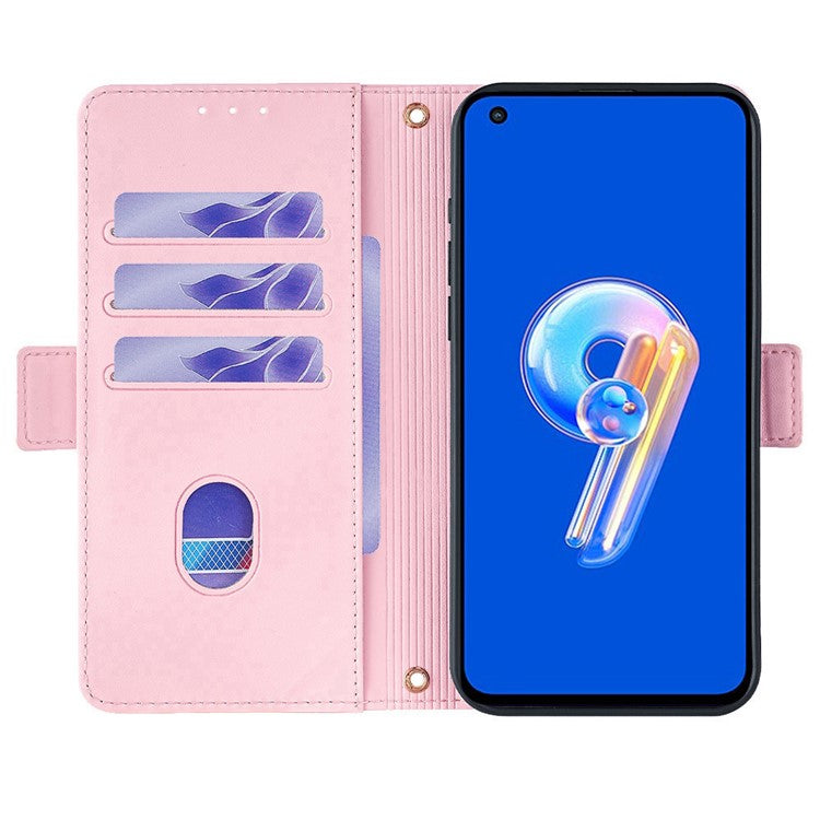 For Asus Zenfone 9 5G / Zenfone 9z Case Wallet PU Leather RFID Blocking Crossbody Cell Phone Cover - Pink