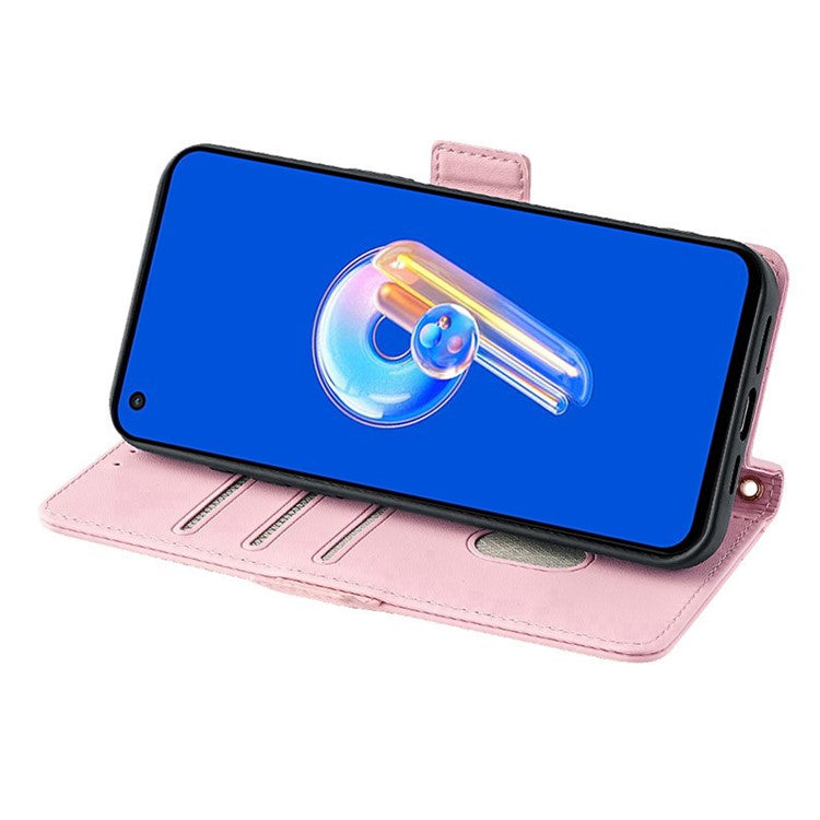 For Asus Zenfone 9 5G / Zenfone 9z Case Wallet PU Leather RFID Blocking Crossbody Cell Phone Cover - Pink