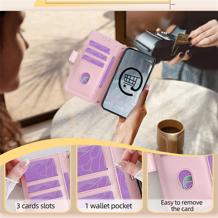 For Asus Zenfone 9 5G / Zenfone 9z Case Wallet PU Leather RFID Blocking Crossbody Cell Phone Cover - Pink