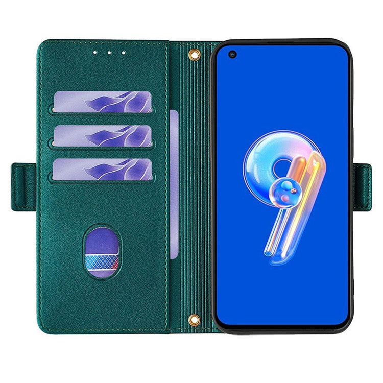 For Asus Zenfone 9 5G / Zenfone 9z Case Wallet PU Leather RFID Blocking Crossbody Cell Phone Cover - Green