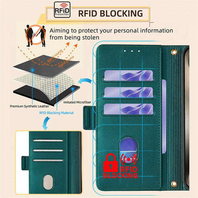 For Asus Zenfone 9 5G / Zenfone 9z Case Wallet PU Leather RFID Blocking Crossbody Cell Phone Cover - Green