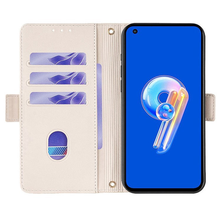 For Asus Zenfone 9 5G / Zenfone 9z Case Wallet PU Leather RFID Blocking Crossbody Cell Phone Cover - White