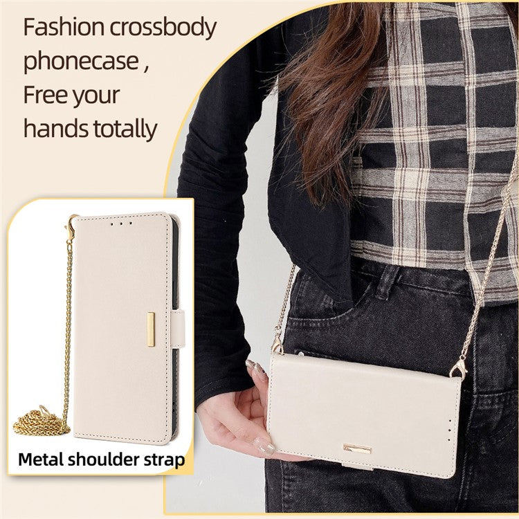 For OnePlus 12 5G Crossbody Case RFID Blocking Wallet PU Leather Magnetic Clasp Phone Cover - White
