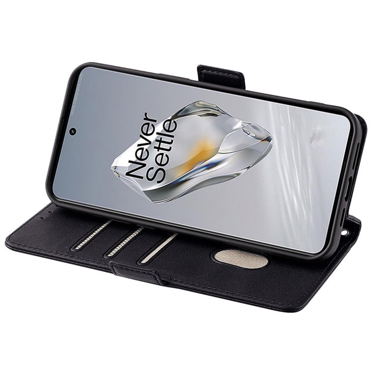 For OnePlus 12 5G Crossbody Case RFID Blocking Wallet PU Leather Magnetic Clasp Phone Cover - Black