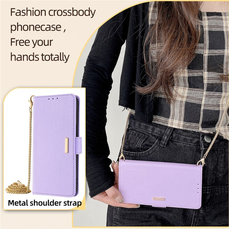 For OnePlus 12 5G Crossbody Case RFID Blocking Wallet PU Leather Magnetic Clasp Phone Cover - Purple