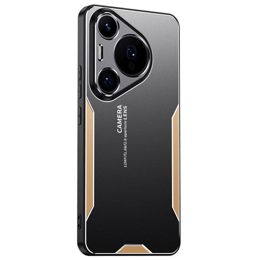 For Huawei Pura 70 Case Aluminum Alloy+PC+TPU Anti-fall Phone Cover - Gold