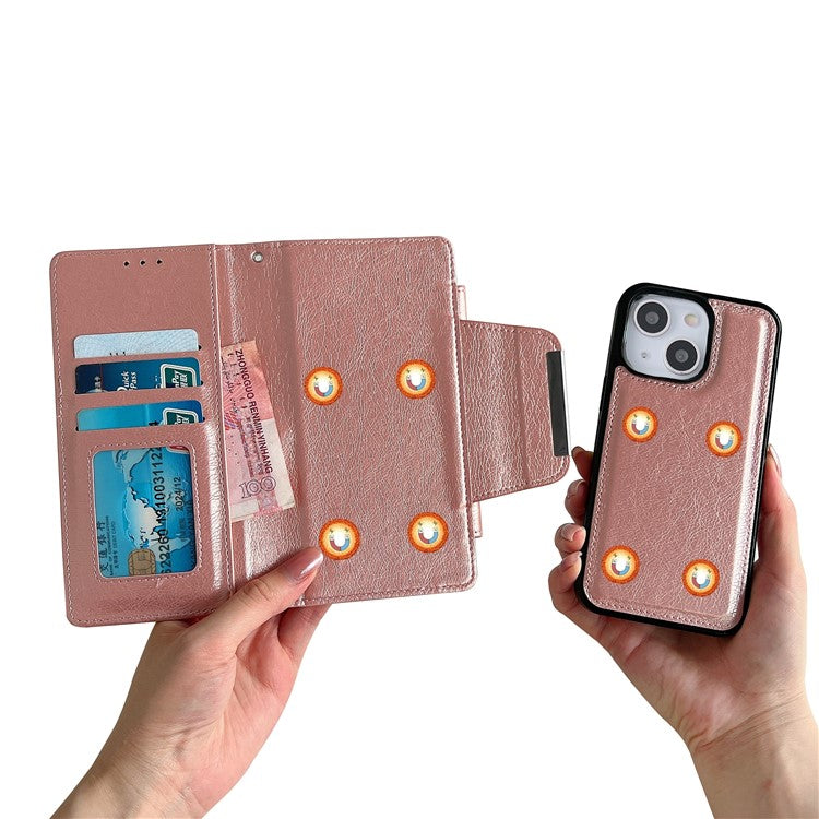 For Samsung Galaxy A55 5G Wallet Case Detachable 2-in-1 Design Flip Stand Phone Cover - Rose Gold