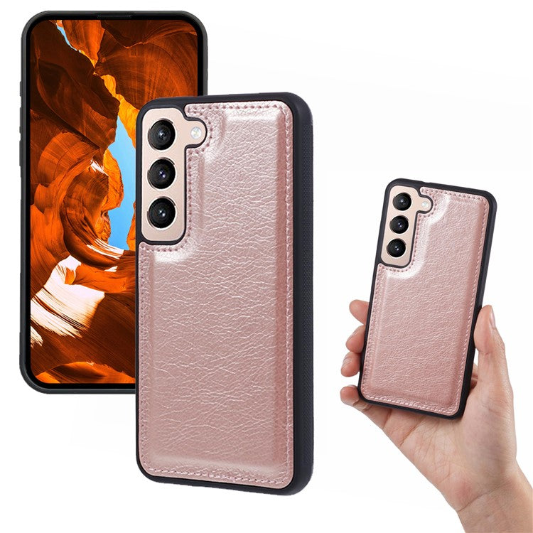 For Samsung Galaxy S23 Case Detachable PU Leather Multi Card Holder Phone Cover - Rose Gold