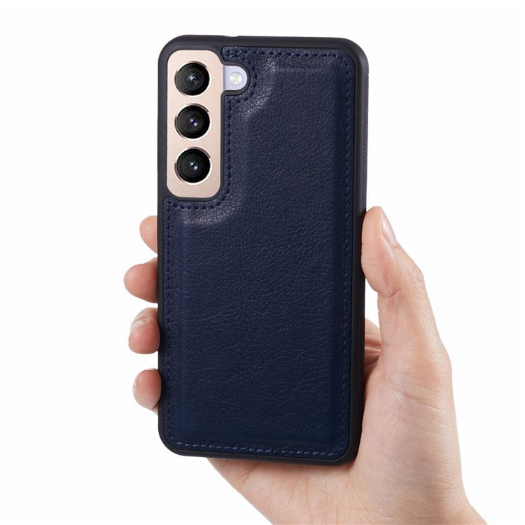 For Samsung Galaxy S22+ 5G Case PU Leather+TPU Anti-slip Grip Shockproof Phone Cover - Sapphire