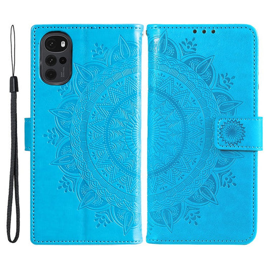 For OnePlus Nord CE4 5G Case PU Leather Mandala Imprinted Design Flip Wallet Phone Cover - Blue