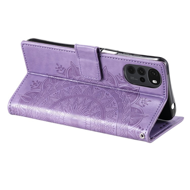 For OnePlus Nord CE4 5G Case PU Leather Mandala Imprinted Design Flip Wallet Phone Cover - Purple