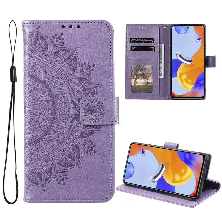 For OnePlus Nord CE4 5G Case PU Leather Mandala Imprinted Design Flip Wallet Phone Cover - Purple