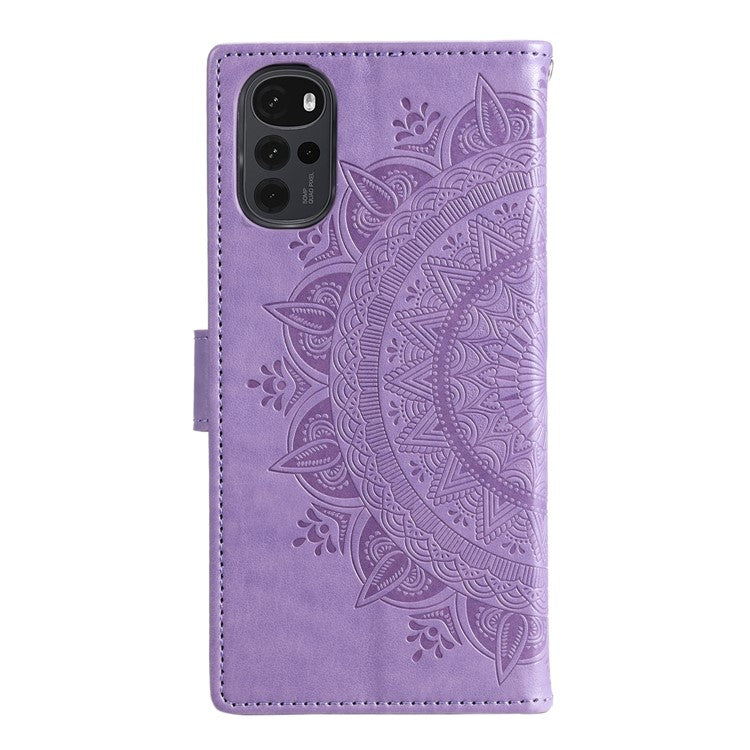 For OnePlus Nord CE4 5G Case PU Leather Mandala Imprinted Design Flip Wallet Phone Cover - Purple