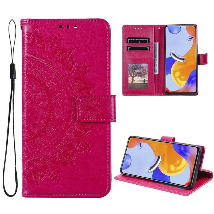 For OnePlus Nord CE4 5G Case PU Leather Mandala Imprinted Design Flip Wallet Phone Cover - Rose