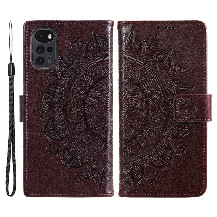 For OnePlus Nord CE4 5G Case PU Leather Mandala Imprinted Design Flip Wallet Phone Cover - Brown