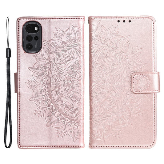 For OnePlus Nord CE4 5G Case PU Leather Mandala Imprinted Design Flip Wallet Phone Cover - Rose Gold