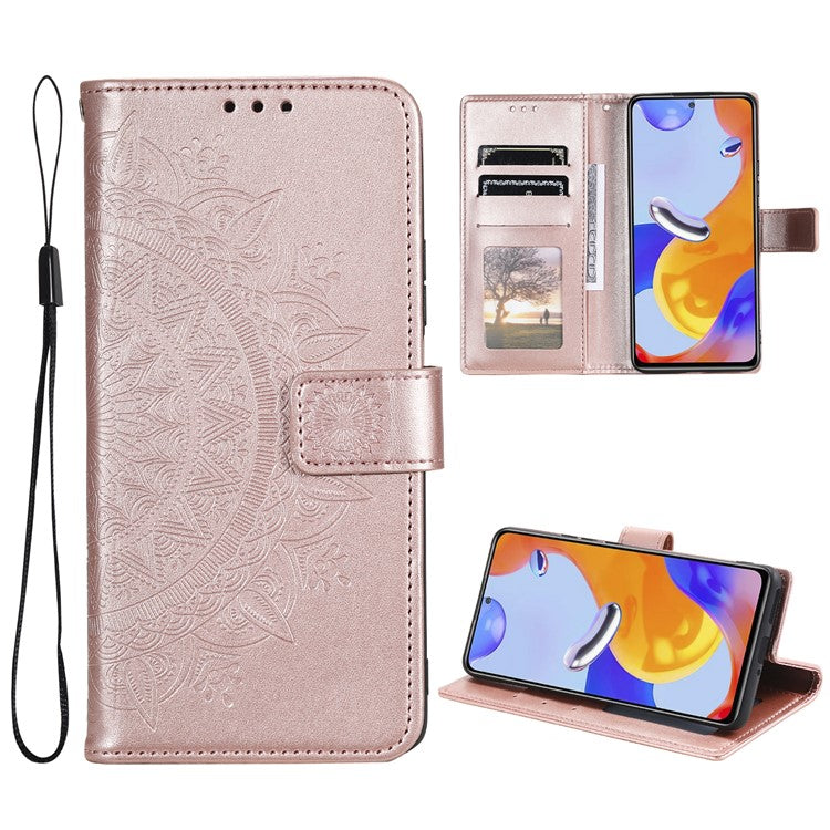 For OnePlus Nord CE4 5G Case PU Leather Mandala Imprinted Design Flip Wallet Phone Cover - Rose Gold