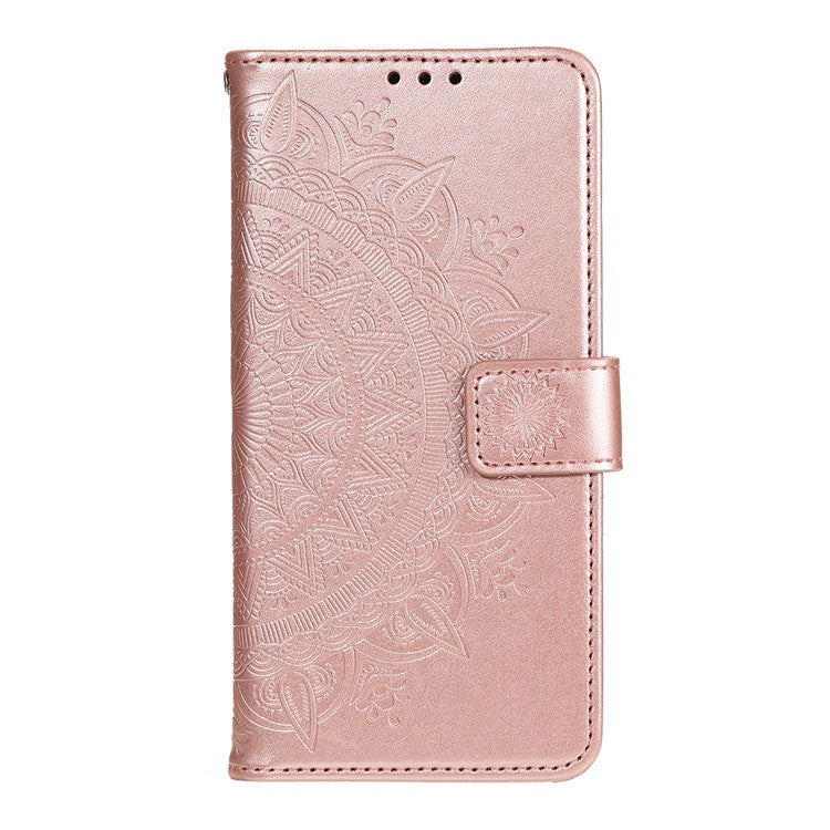 For OnePlus Nord CE4 5G Case PU Leather Mandala Imprinted Design Flip Wallet Phone Cover - Rose Gold