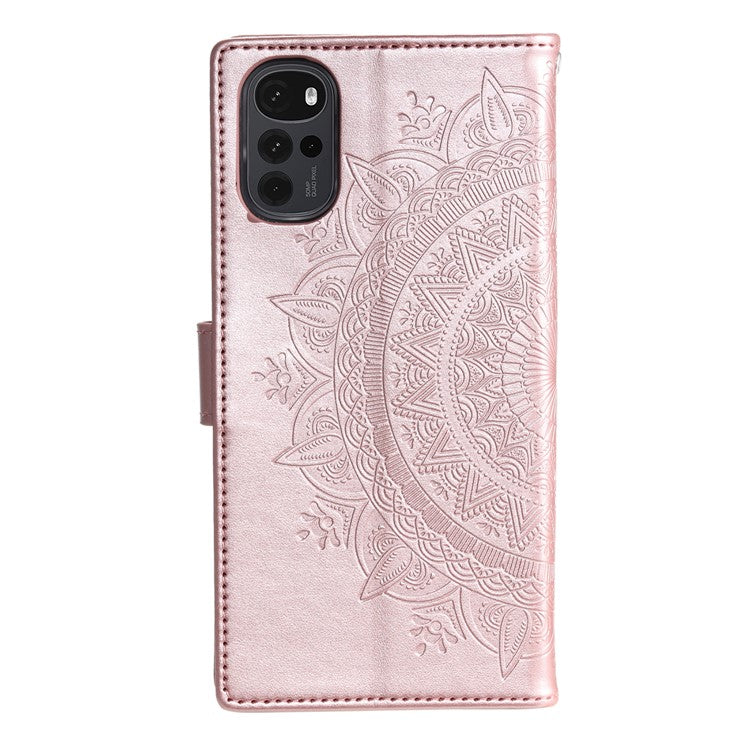 For OnePlus Nord CE4 5G Case PU Leather Mandala Imprinted Design Flip Wallet Phone Cover - Rose Gold