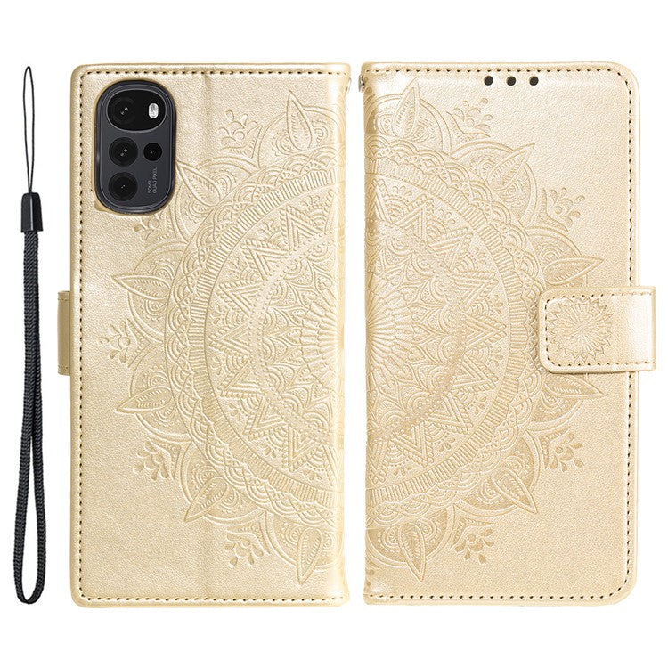 For OnePlus Nord CE4 5G Case PU Leather Mandala Imprinted Design Flip Wallet Phone Cover - Gold