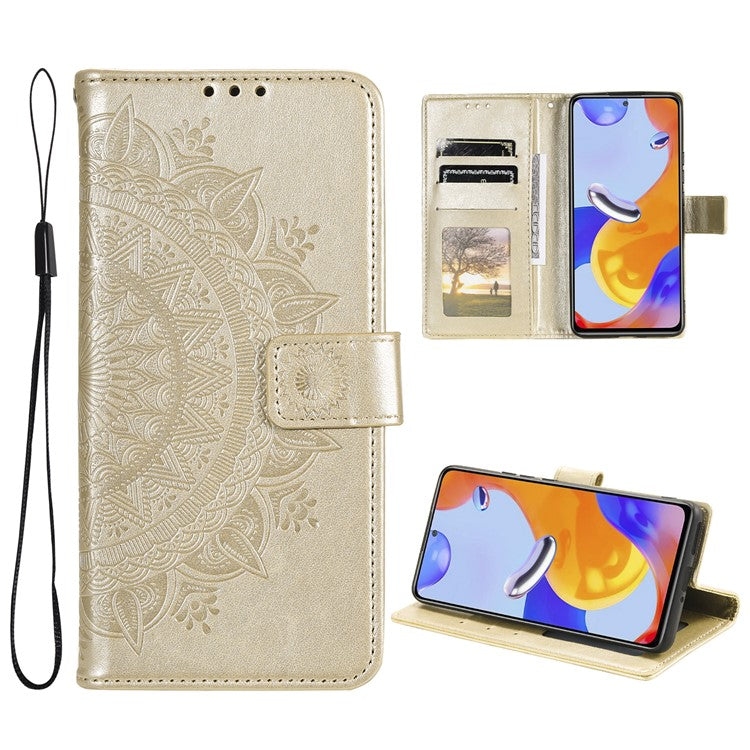 For OnePlus Nord CE4 5G Case PU Leather Mandala Imprinted Design Flip Wallet Phone Cover - Gold