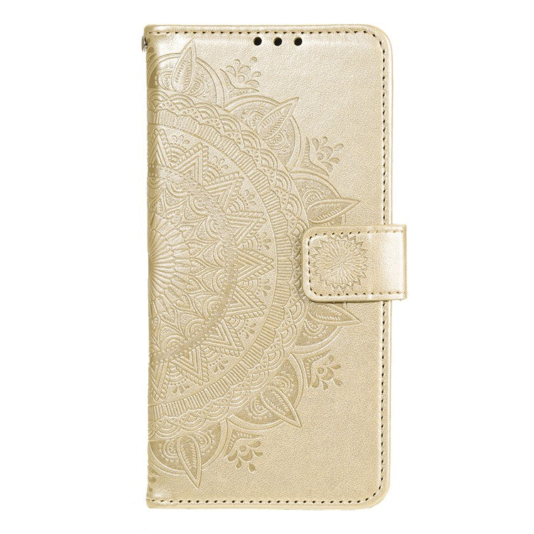 For OnePlus Nord CE4 5G Case PU Leather Mandala Imprinted Design Flip Wallet Phone Cover - Gold