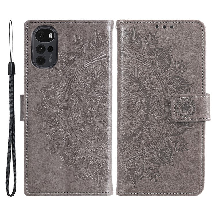 For OnePlus Nord CE4 5G Case PU Leather Mandala Imprinted Design Flip Wallet Phone Cover - Grey