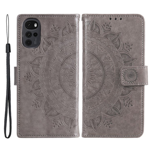 For OnePlus Nord CE4 5G Case PU Leather Mandala Imprinted Design Flip Wallet Phone Cover - Grey