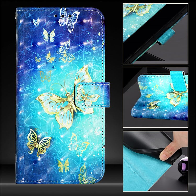 YB Pattern Printing Leather Series-2 For iPhone SE (2025) Protective Case with Hand Strap - Golden Butterflies