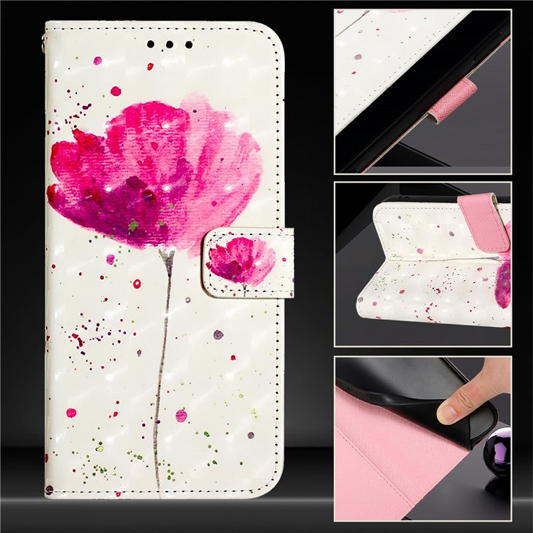 YB Pattern Printing Leather Series-2 For iPhone SE (2025) Protective Case with Hand Strap - Flower
