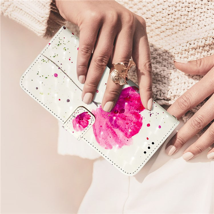YB Pattern Printing Leather Series-2 For iPhone SE (2025) Protective Case with Hand Strap - Flower