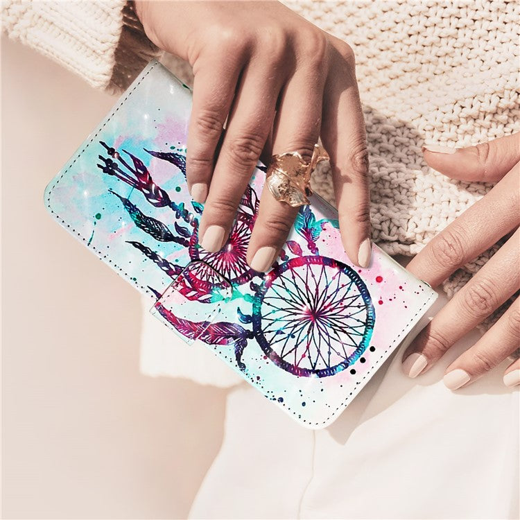 YB Pattern Printing Leather Series-2 For iPhone SE (2025) Protective Case with Hand Strap - Colorful Wind Chime