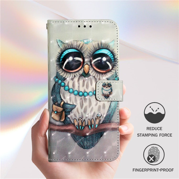 YB Pattern Printing Leather Series-2 For iPhone SE (2025) Protective Case with Hand Strap - Grey Owl