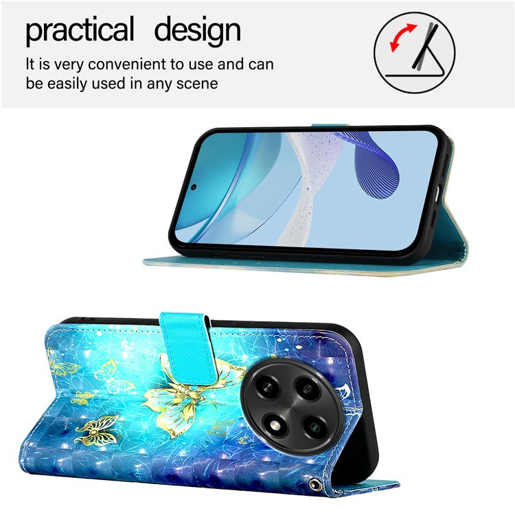 YB Pattern Printing Leather Series-2 For Oppo A2 Pro 5G / A3 Pro (China) 5G Case Flip Wallet Phone Cover - Golden Butterflies