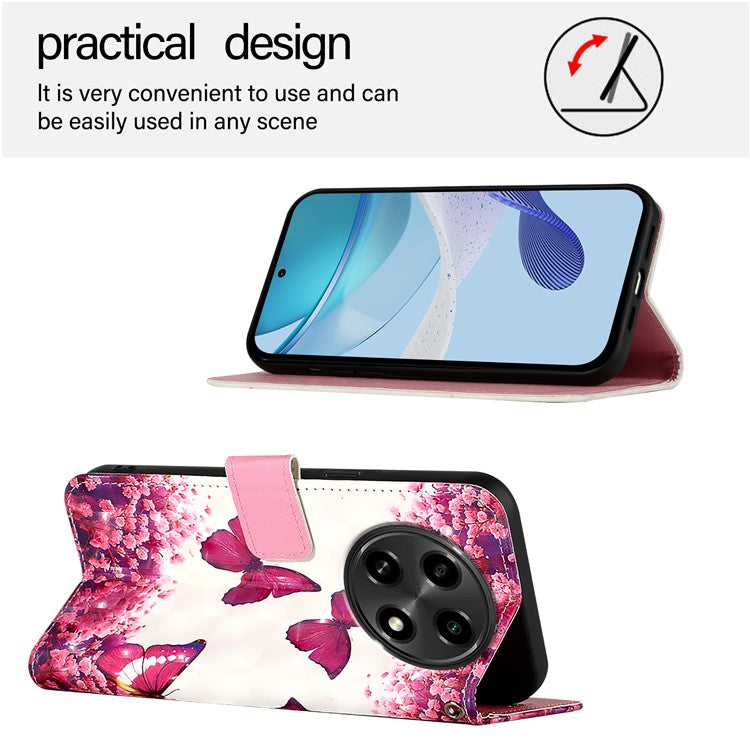 YB Pattern Printing Leather Series-2 For Oppo A2 Pro 5G / A3 Pro (China) 5G Case Flip Wallet Phone Cover - Rose Butterflies
