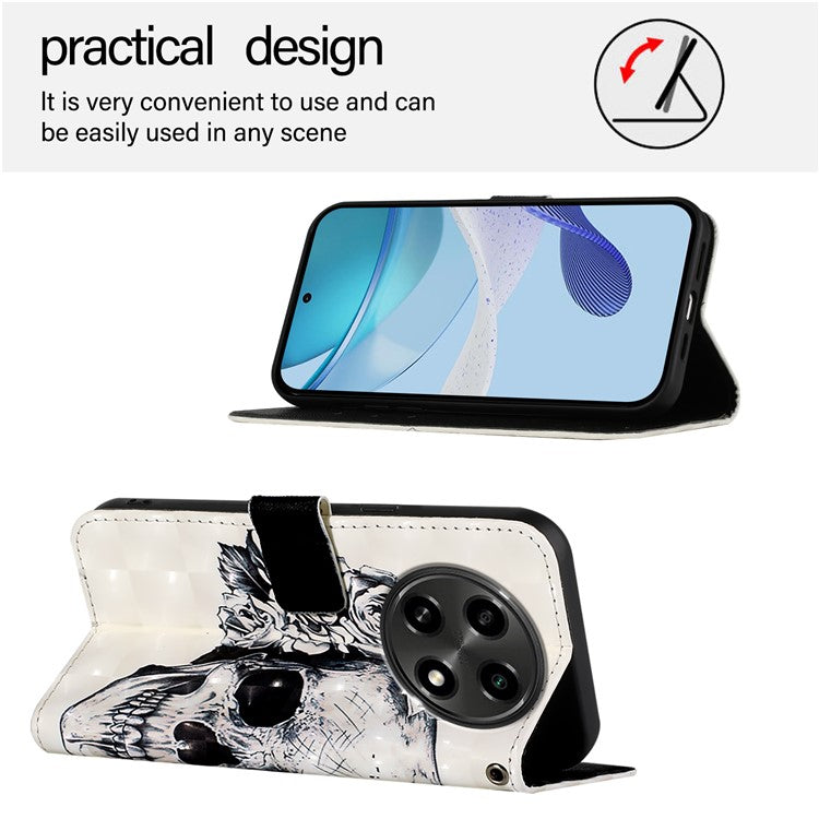 YB Pattern Printing Leather Series-2 For Oppo A2 Pro 5G / A3 Pro (China) 5G Case Flip Wallet Phone Cover - Skull