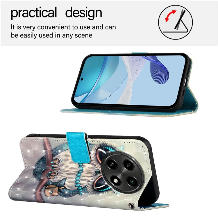 YB Pattern Printing Leather Series-2 For Oppo A2 Pro 5G / A3 Pro (China) 5G Case Flip Wallet Phone Cover - Grey Owl