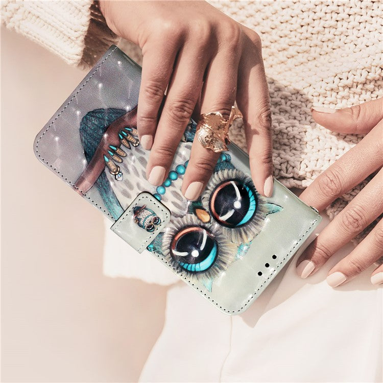 YB Pattern Printing Leather Series-2 For Oppo A2 Pro 5G / A3 Pro (China) 5G Case Flip Wallet Phone Cover - Grey Owl